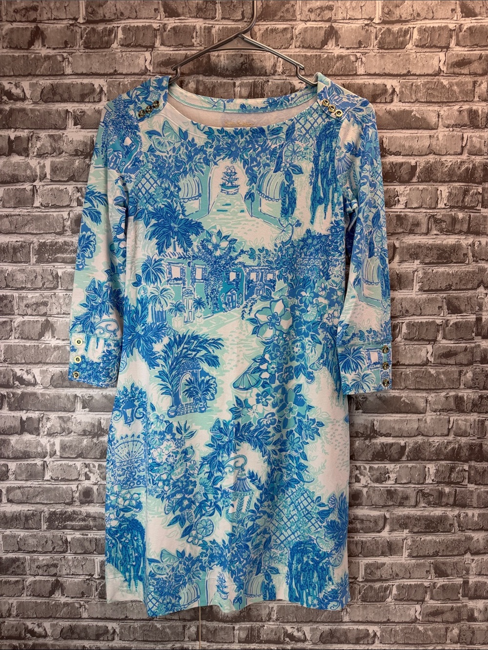 Lilly Pulitzer Blue Floral Print Women's Dress - Classic Boatneck Style